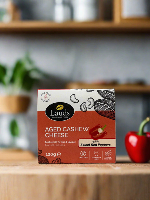 Lauds- Aged Cashew Vegan Cheese with Sweet Red Peppers