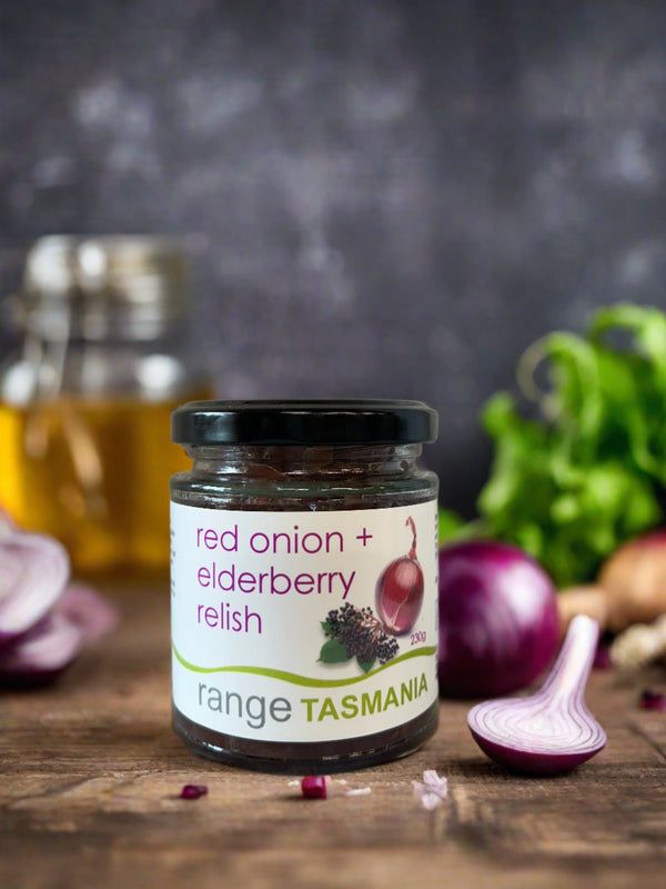 range TASMANIA red onion & elderberry relish
