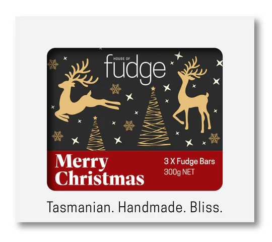 Christmas Gift Box - 3 Fudge Deer Pattern