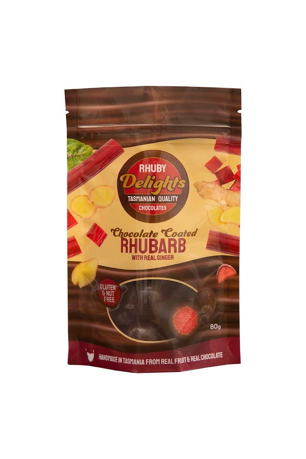 Rhuby Delights Chocolate Coated Rhubarb - hint of ginger