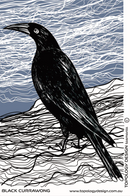 Black Currawong Tea Towel
