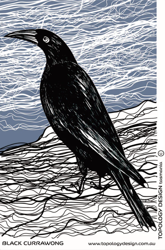 Black Currawong Tea Towel