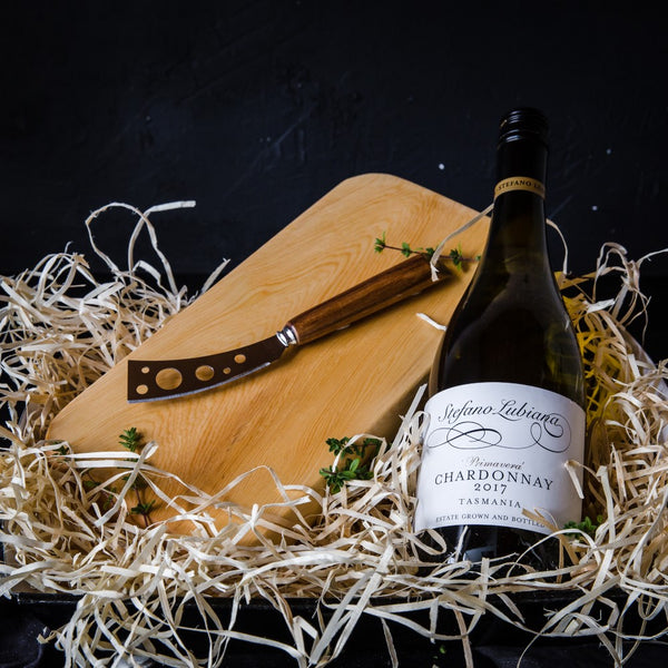Vegan Wine with Huon Pine Cheese Board and Blackwood Knife