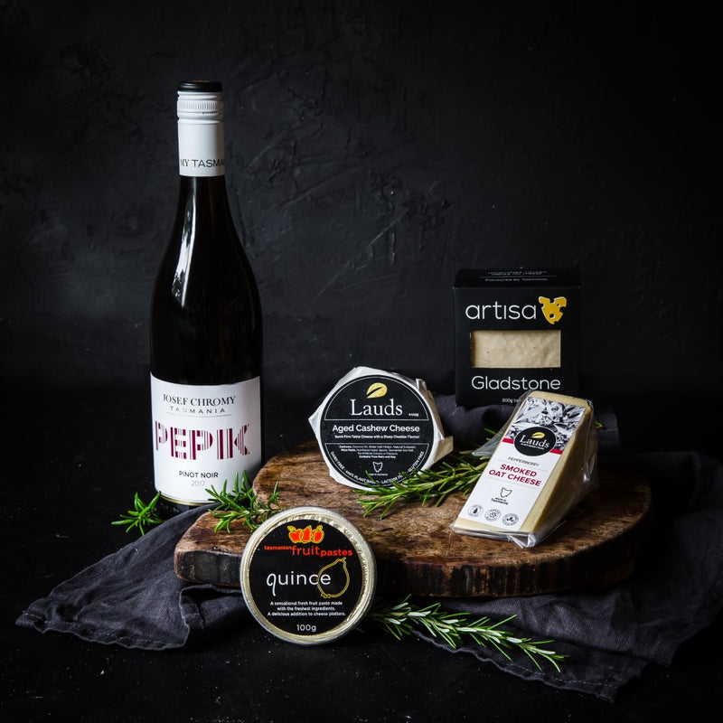 Tasmanian Vegan Cheese Gift with Vegan Wine